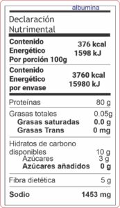 Albumina Tabla nutrimental 400g