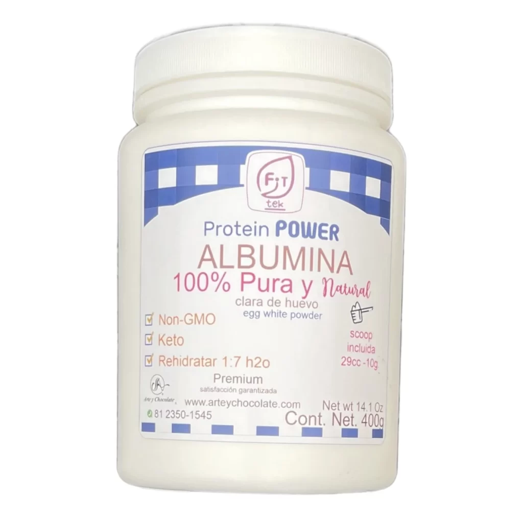 Albumina 100% pura clara de huevo en polvo marca fit tek 400g en bote