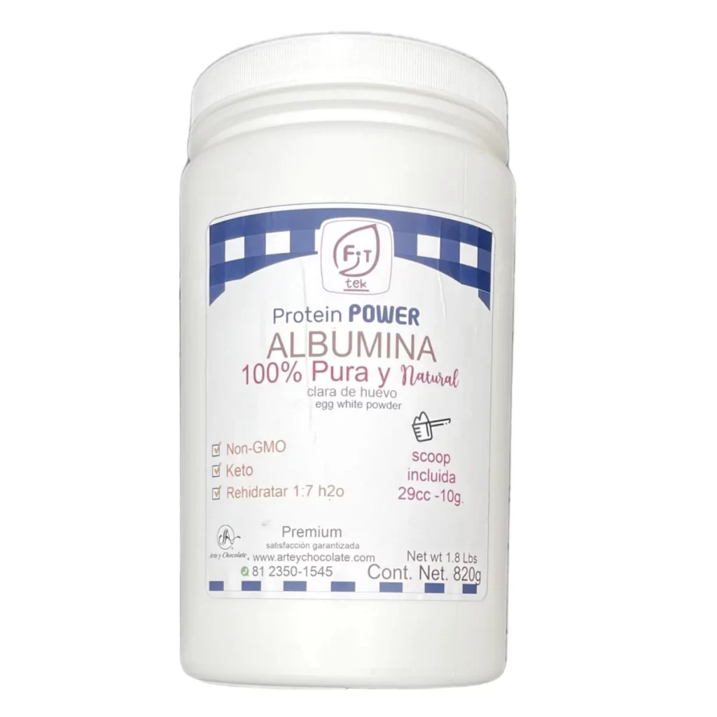 Albumina clara de huevo en polvo marca fit tek bote 820g